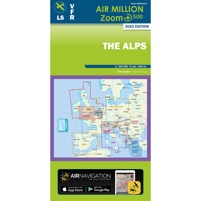 Carte VFR Zoom+ 500 Alps 2021 | Air Million