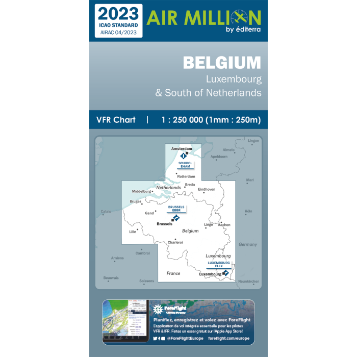 Carte VFR Belgique 2023 1:250 000 | Air Million